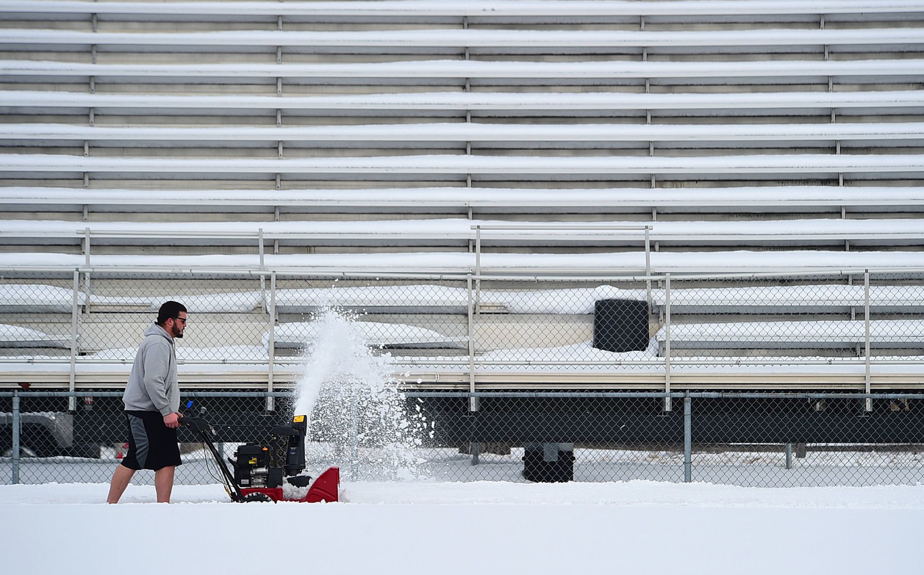 Track snow blowing